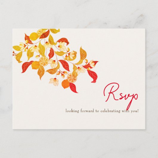 Verse Lemony Liefde Citrus Foliage Bruiloft Briefkaart (Voorkant)