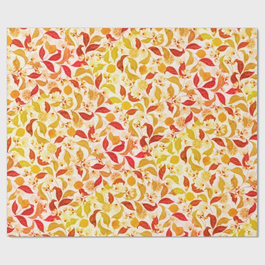 Verse Lemony Liefde Citrus Foliage Bruiloft Cadeaupapier (Vlak)