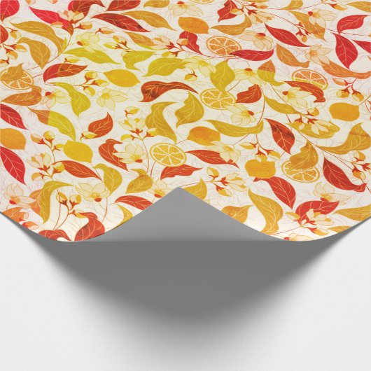 Verse Lemony Liefde Citrus Foliage Bruiloft Cadeaupapier (Hoek)