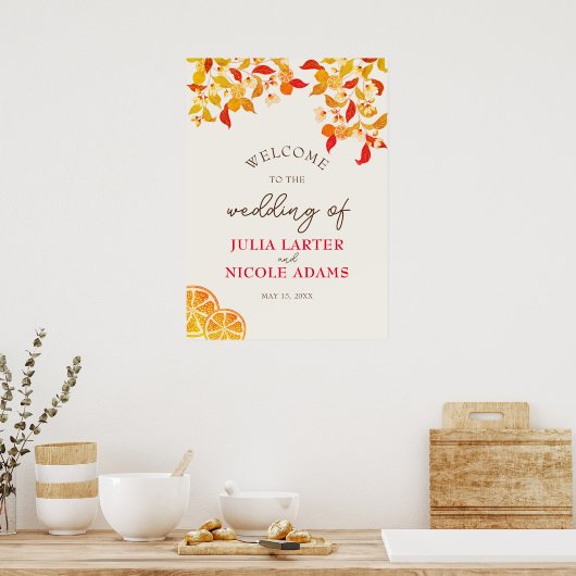 Verse Lemony Liefde Citrus Foliage Bruiloft Poster (Keuken)