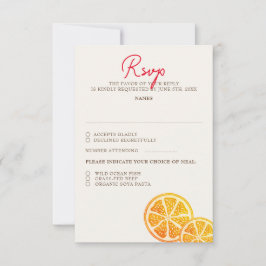 Verse Lemony Liefde Citrus Foliage Bruiloft RSVP Kaartje