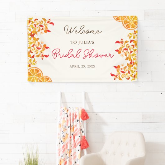 Verse Lemony Liefde Citrus Foliage Bruiloft Spandoek (Insitu)