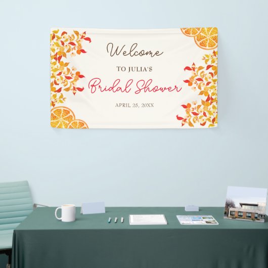 Verse Lemony Liefde Citrus Foliage Bruiloft Spandoek (Beurs)