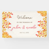 Verse Lemony Liefde Citrus Foliage Bruiloft Spandoek (Horizontaal)