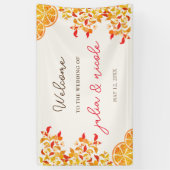 Verse Lemony Liefde Citrus Foliage Bruiloft Spandoek (Verticaal)