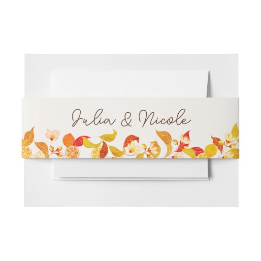 Verse Lemony Liefde Citrus Foliage Bruiloft Uitnodigingen Wikkel (Voorkant Voorbeeld)