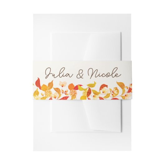 Verse Lemony Liefde Citrus Foliage Bruiloft Uitnodigingen Wikkel (Voorkant Voorbeeld)