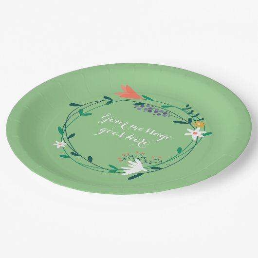 Verse lente bloemenslinger papieren bordje (Gekanteld)