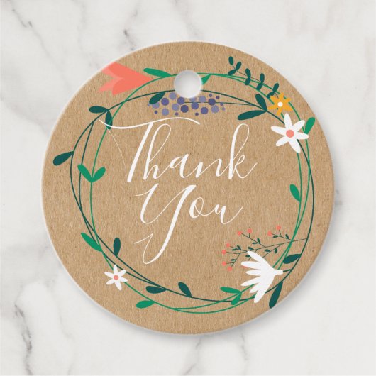 Verse lente bloemenslingers rustic dank je bedankjes labels (Voorkant)