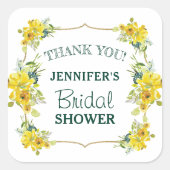 Verse lente gele bloem bruidsboeket bedankje vierkante sticker (Voorkant)