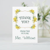 Verse Lente Gele Bloem Bruidscadeau Dank Je Bedankkaart (Staand voorkant)