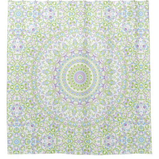 Verse lente Mandala in groen, blauw en lavendel Douchegordijn (Voorkant)