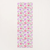 Verse Lente Vibe: Roze en Paarse Bloemendesign Yogamat (Achterkant)