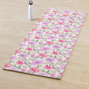 Verse Lente Vibe: Roze en Paarse Bloemendesign Yogamat
