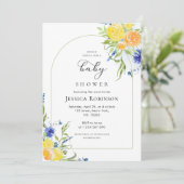 Verse lentebloem in blauw & geel Baby shower Kaart (Staand voorkant)