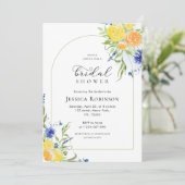 Verse lentebloem in blauw & geel Vrijgezellenfeest Kaart (Staand voorkant)