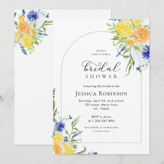 Verse lentebloem in blauw & geel Vrijgezellenfeest Kaart (Voorkant / Achterkant)