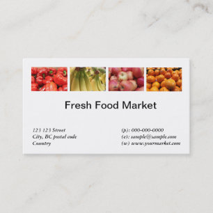 Verse levensmiddelen, vruchten, groentemarkt visitekaartje