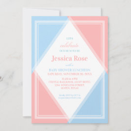 Verse & Licht Roze Blau Moderne Baby Shower Glans Kaart