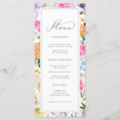 Verse Lila Lavendel Gele Bloemen Bruiloft Menu (Voorkant)