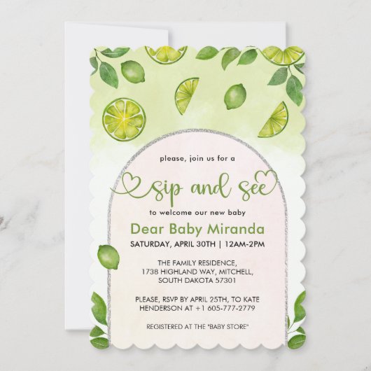 Verse Limoen Citrus Gender Neutral Sip en See Kaart (Voorkant)