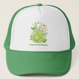 Verse Limoen Juice & Schattigee Cat Kawaii Design Trucker Pet