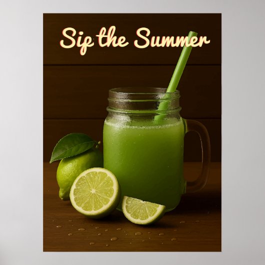 Verse Limoen Juice Summer – Verfrissende Citrus Poster (Voorkant)