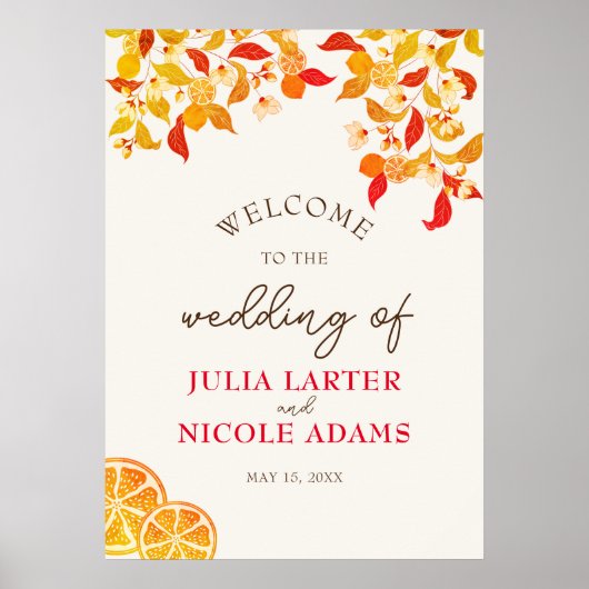Verse Limoen Liefde Citrus Loof Bruiloft Poster (Voorkant)