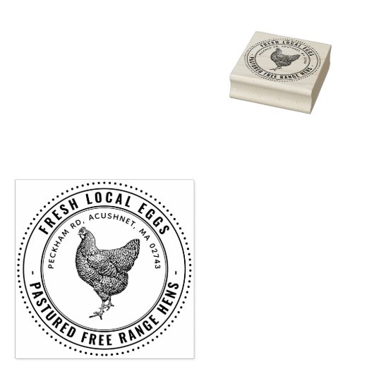 Verse lokale eieren  Hen Egg Carton Stamp Rubberstempel (Gestempeld)