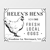 Verse lokale eieren: Vintage Hen en eieren Raamsticker (Vel)