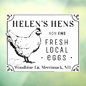 Verse lokale eieren: Vintage Hen en eieren Raamsticker (Vel 3)