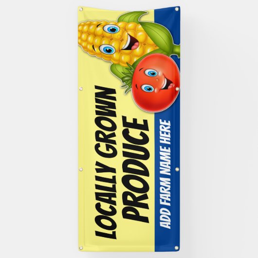 Verse lokale producten Groente Stand Banner (Verticaal)