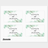Verse loof botanische grens bruiloft monogram rechthoekige sticker (Vel)