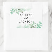 Verse loof botanische grens bruiloft monogram rechthoekige sticker (Tas)