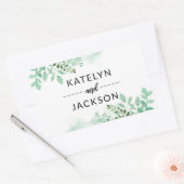 Verse loof botanische grens bruiloft monogram rechthoekige sticker (Envelop)