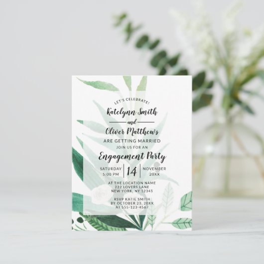 Verse loof botanische ingelijst verlovingsfeest kaart (Staand voorkant)