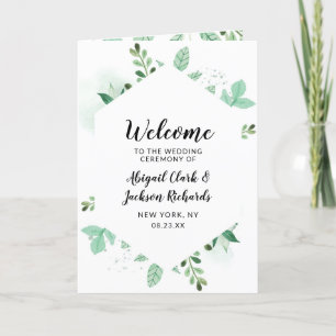 Verse loof botanische zeshoek bruiloft ceremonie programma