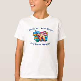 Verse Lucht Vrije Hemel God Zegen Amerika Montana T-shirt