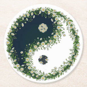 Verse Madelief Bloemige Harmonie Yin Yang Ronde Kartonnen Onderzetter