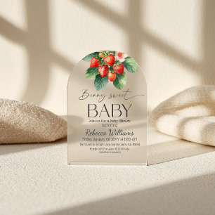 Verse Markt Aardbei Baby Shower Acryl Uitnodigingen