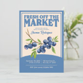 Verse Markt Blauwe Bosbes Uitnodiging (Staand voorkant)