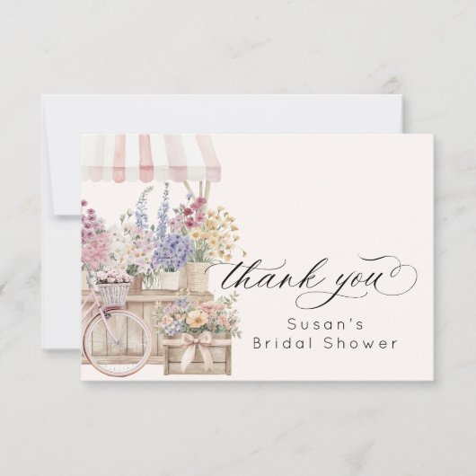 Verse Markt Bloemen Kar Bruiloftsborrel Bedankkaart (Voorkant)