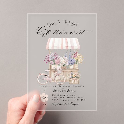 Verse Markt Bloemenkar Bruids douche Acryl Uitnodigingen (Insitu (Draagbaar))