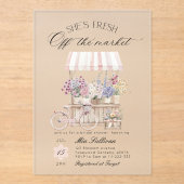 Verse Markt Bloemenkar Bruids douche Acryl Uitnodigingen (Voorkant)