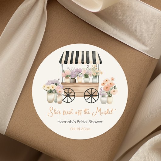 Verse Markt Bloemrijke Bruidsdouche Ronde Sticker