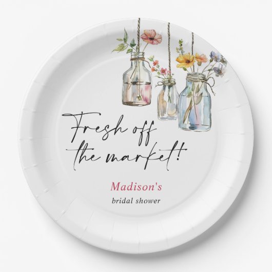 Verse Markt Bloemstuk Bruids Bruiloft Papieren Bordje (Voorkant)