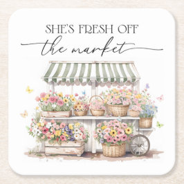 Verse Markt Bruidsmeisjesshower Watercolor Kartonnen Onderzetters