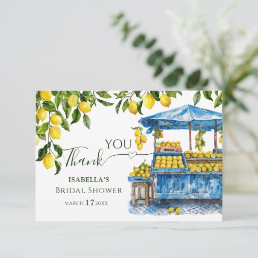 Verse Markt Citrus Citroen Bruidsdiner  Bedankkaart (Staand voorkant)