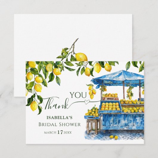 Verse Markt Citrus Citroen Bruidsdiner Bedankkaart (Voorkant / Achterkant)