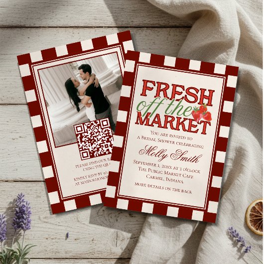 Verse Markt Geruite Bruiloft Feest Kaart